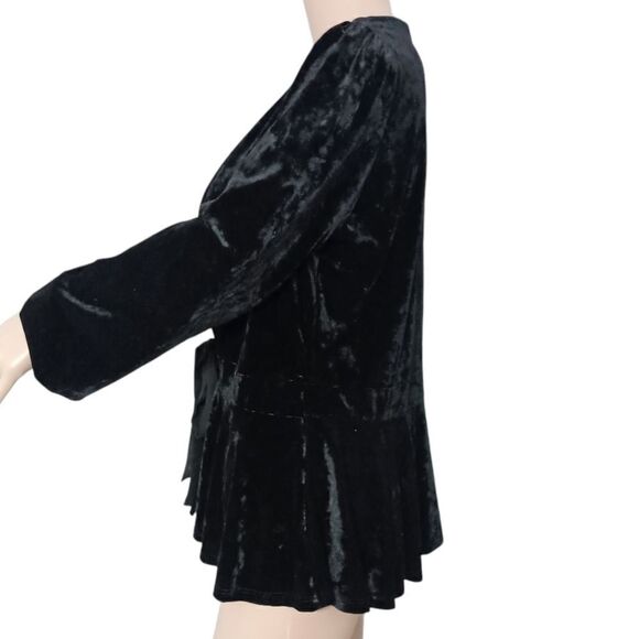 Witchy Black Velvet Jacket Peplum S Velour Blazer Goth Whimsigoth Fairy Stretch. - Picture 6 of 16